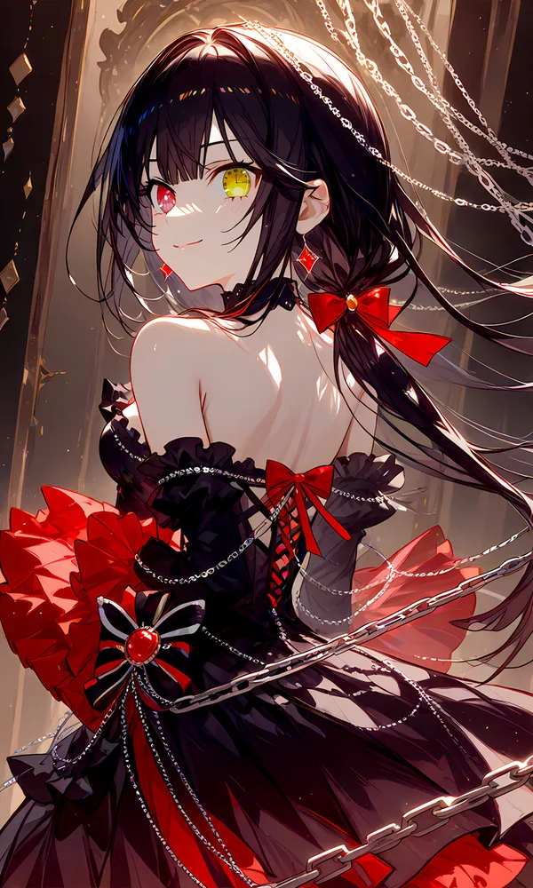 Hình ảnh anime Kurumi Tokisaki dễ thương và quyến rũ.