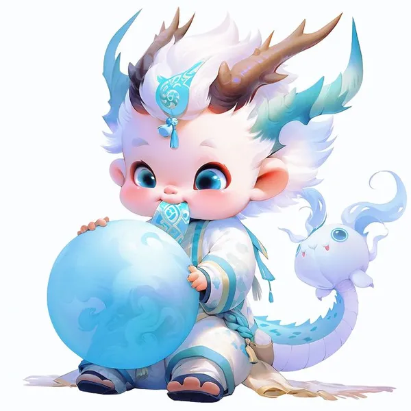 Hình vẽ rồng chibi dễ thương với biểu cảm đáng yêu. 