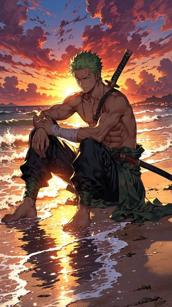 ảnh zoro ngầu ở biển 