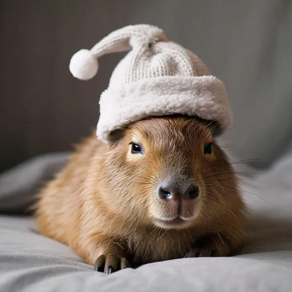 Capybara đội mũ len cute