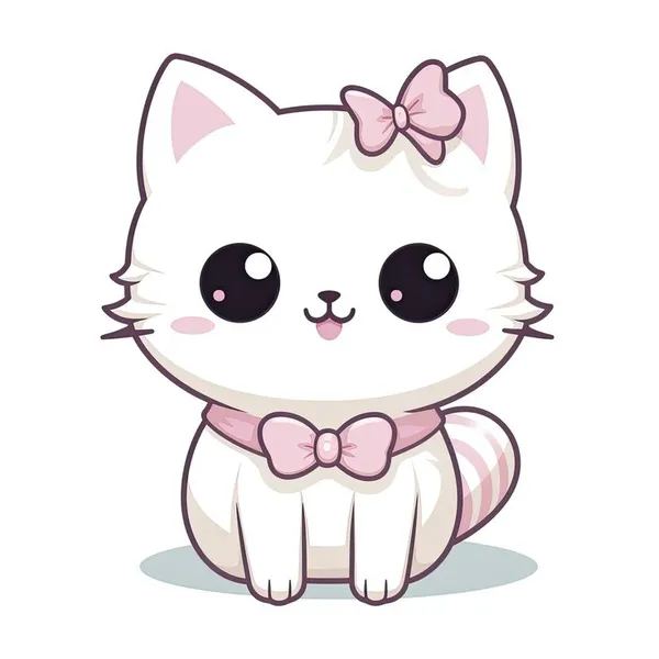 Mèo cute vẽ chibi với dáng vẻ ngọt ngào và đáng yêu. 