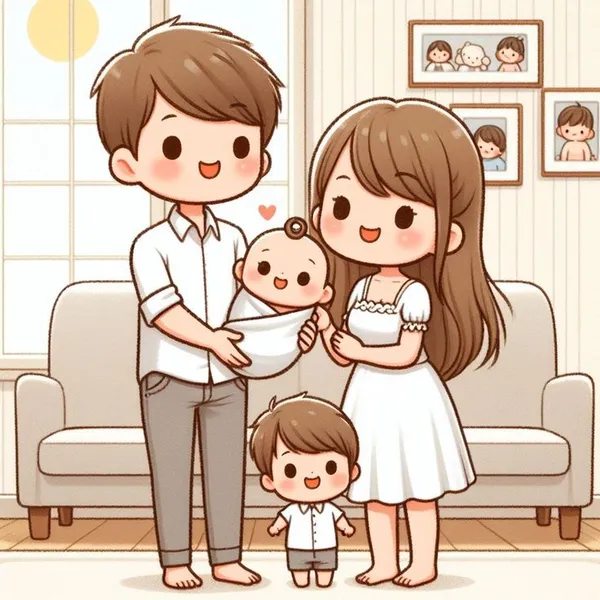 hình ảnh về gia đình 4 người chibi