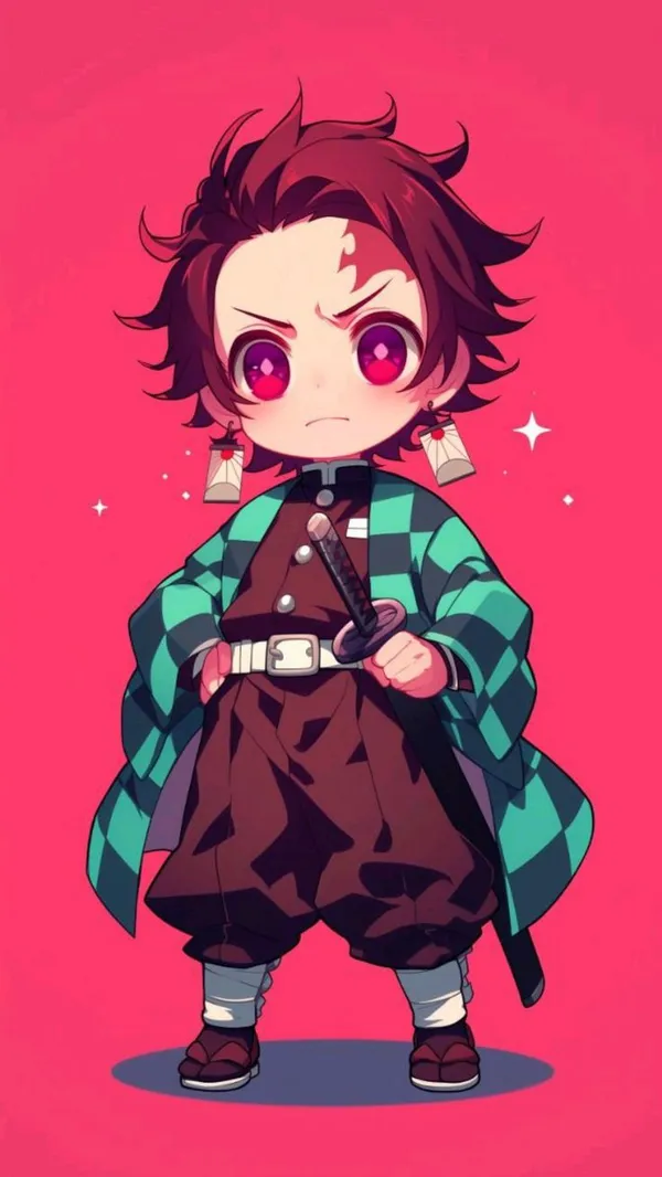 Tạo hình chibi đáng yêu của Tanjiro trong Kimetsu no Yaiba. 