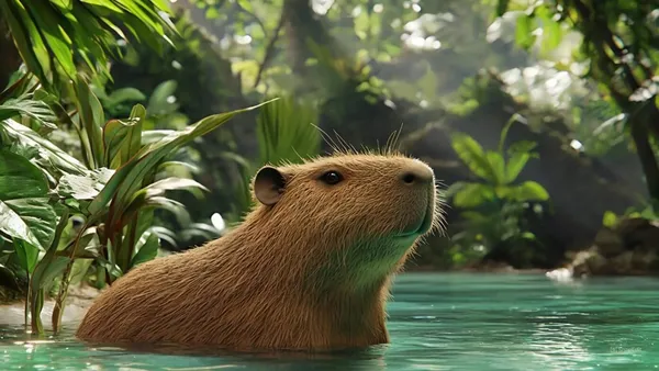 hình nền capybara cute 3d