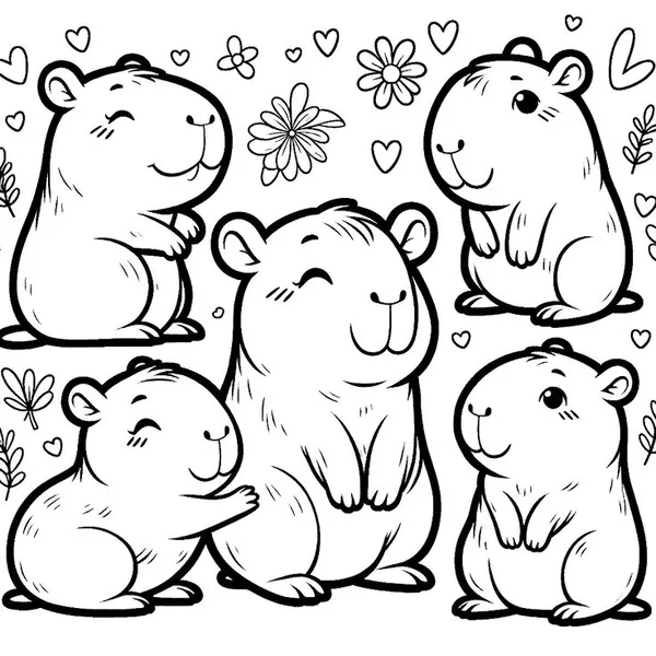 hình to màu capybara chibi