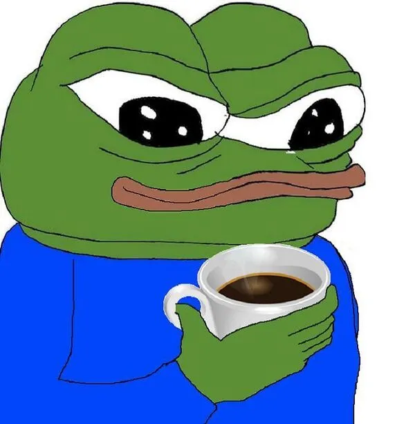 meme pepe uống caffe