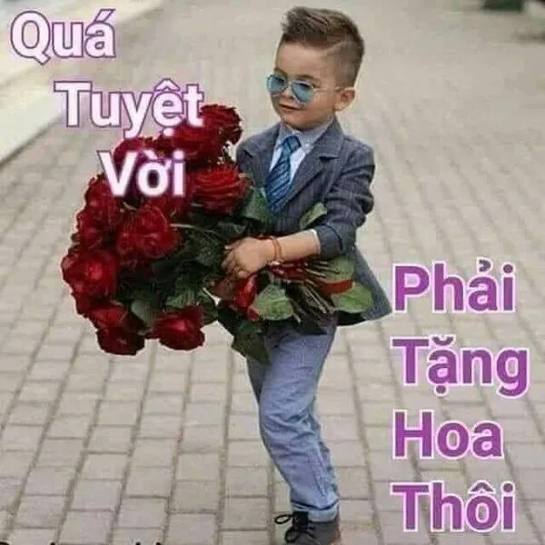 meme tặng em bông hoa