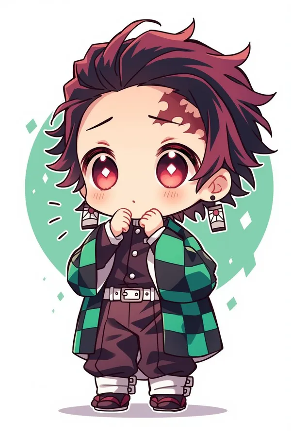 Ảnh Tanjiro chibi ngộ nghĩnh dễ thương. 