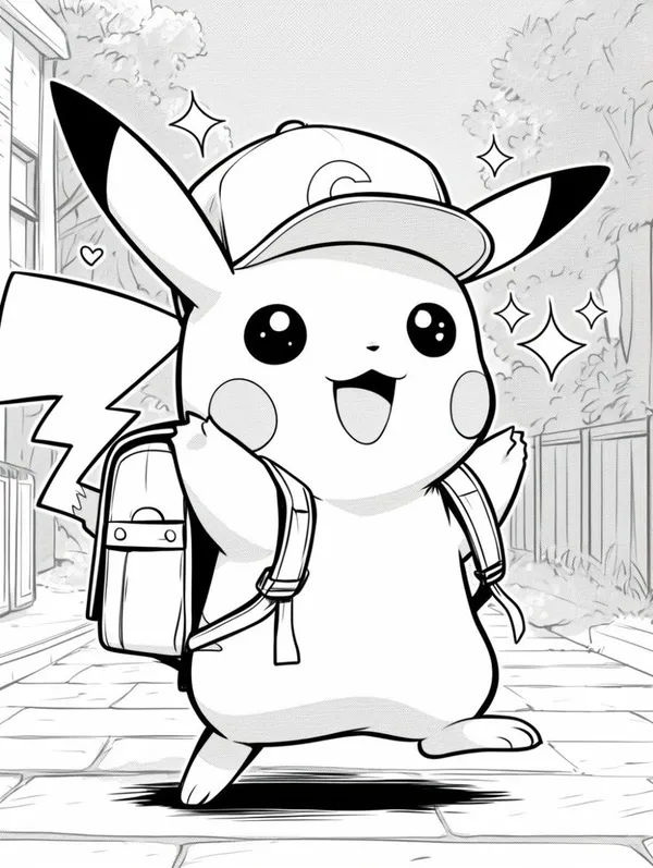 tranh tô màu pikachu chibi cute