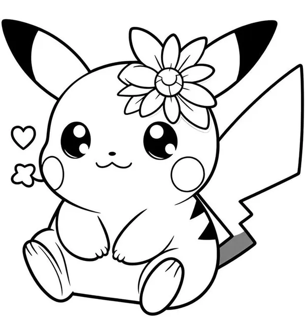 tranh tô màu pikachu chibi 