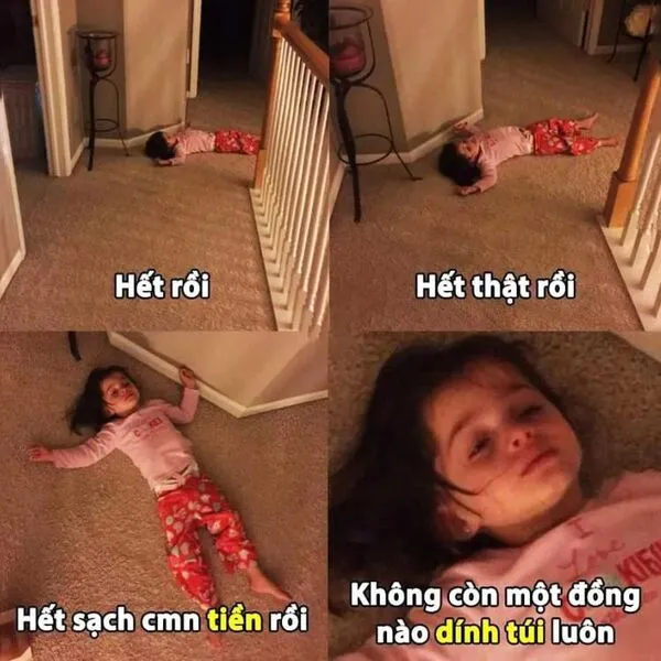 meme hết tiền em bé 