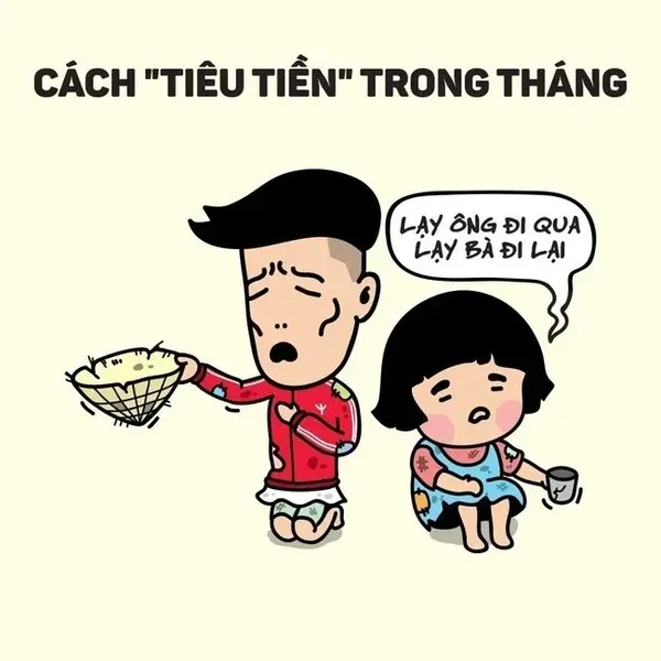 meme nghèo cách tiêu tiền 