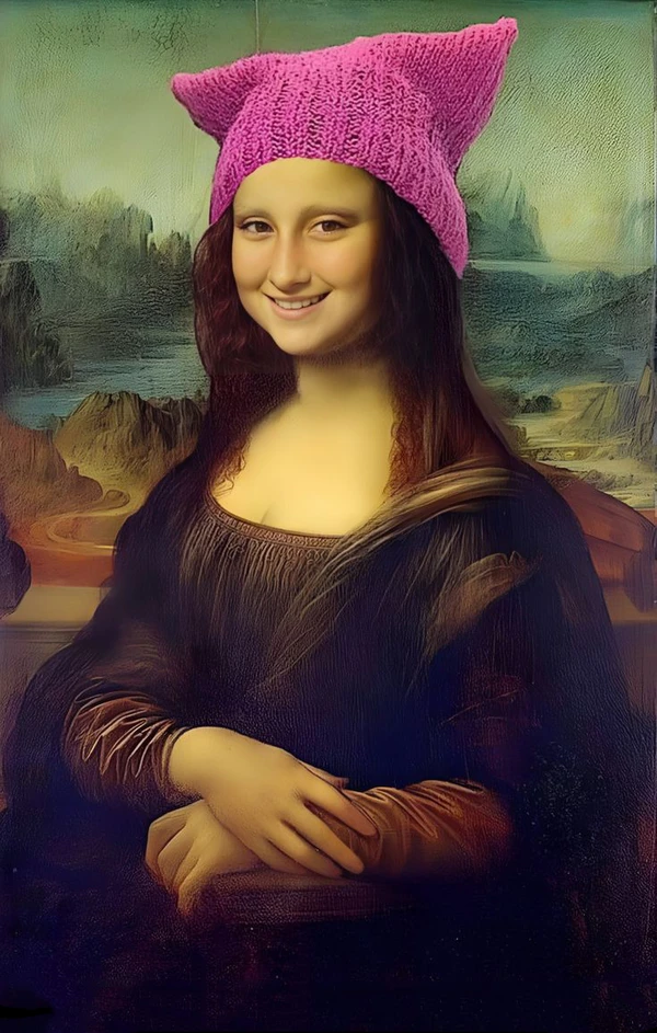 ảnh mona lisa meme đội mũ len