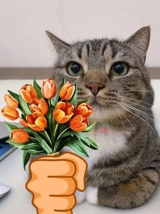 184+ meme mèo tặng hoa cute cực hài khiến dân mạng thích thú