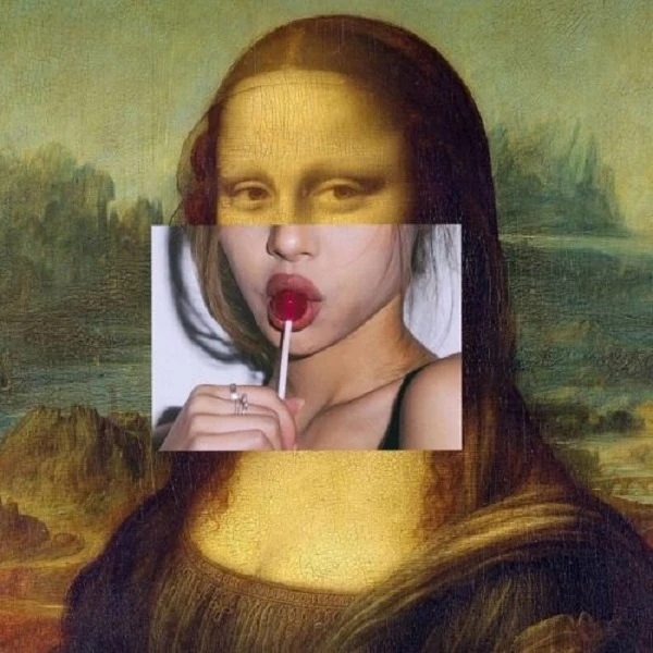 mona lisa ăn kẹo mút