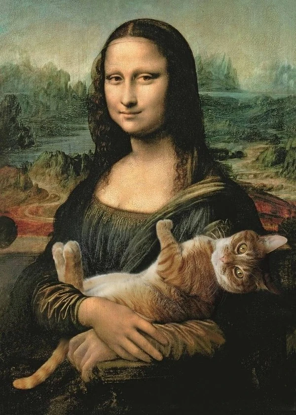 mona lisa bế mèo