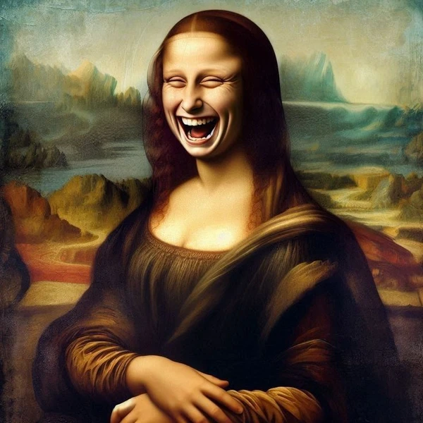 mona lisa meme cười lớn