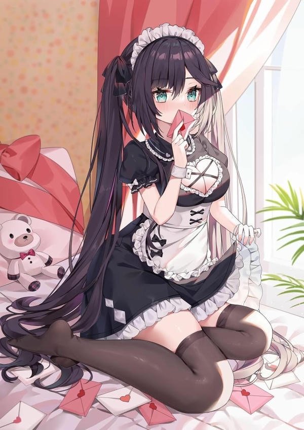 Hình anime nữ mặc đồ hầu gái ngây thơ