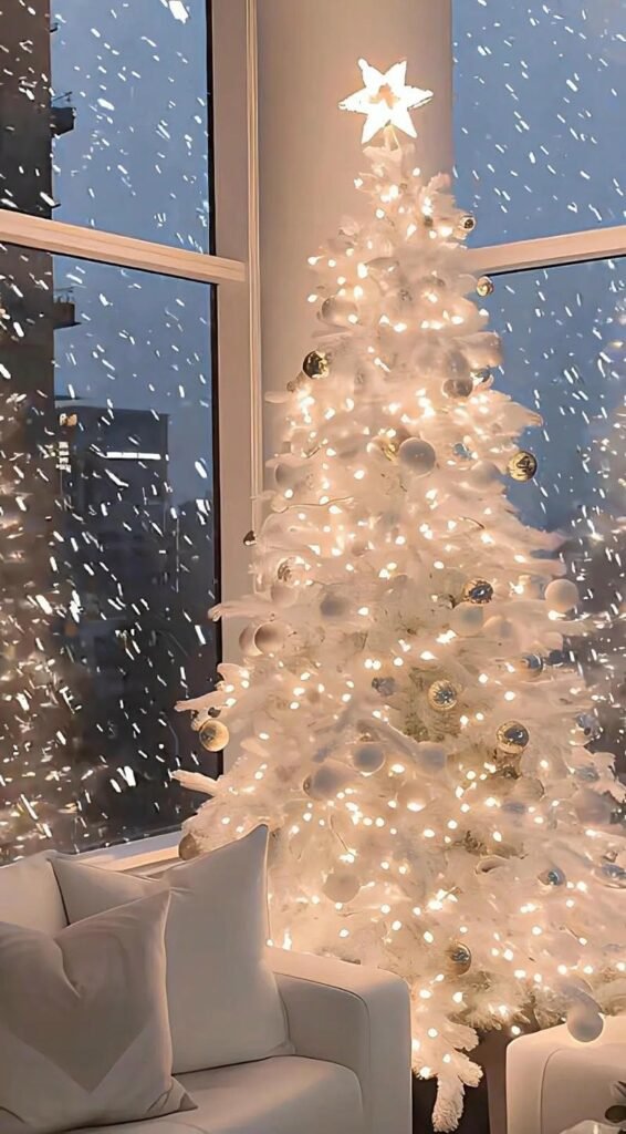 hình nền giáng sinh đèn trắng