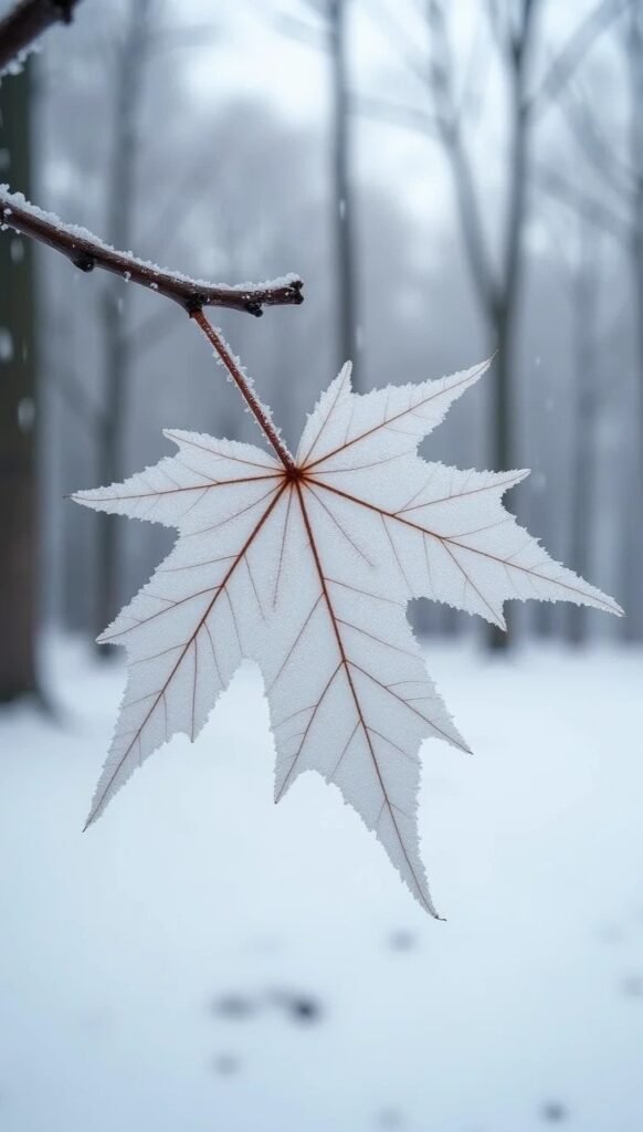 hình nền mùa đông chiếc lá