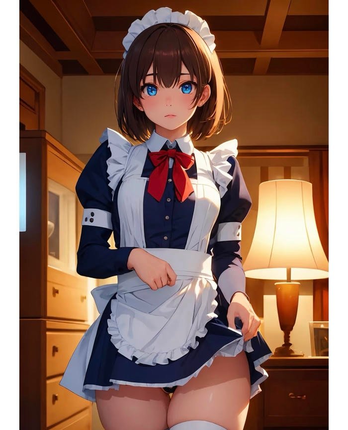 bức anime maid xinh