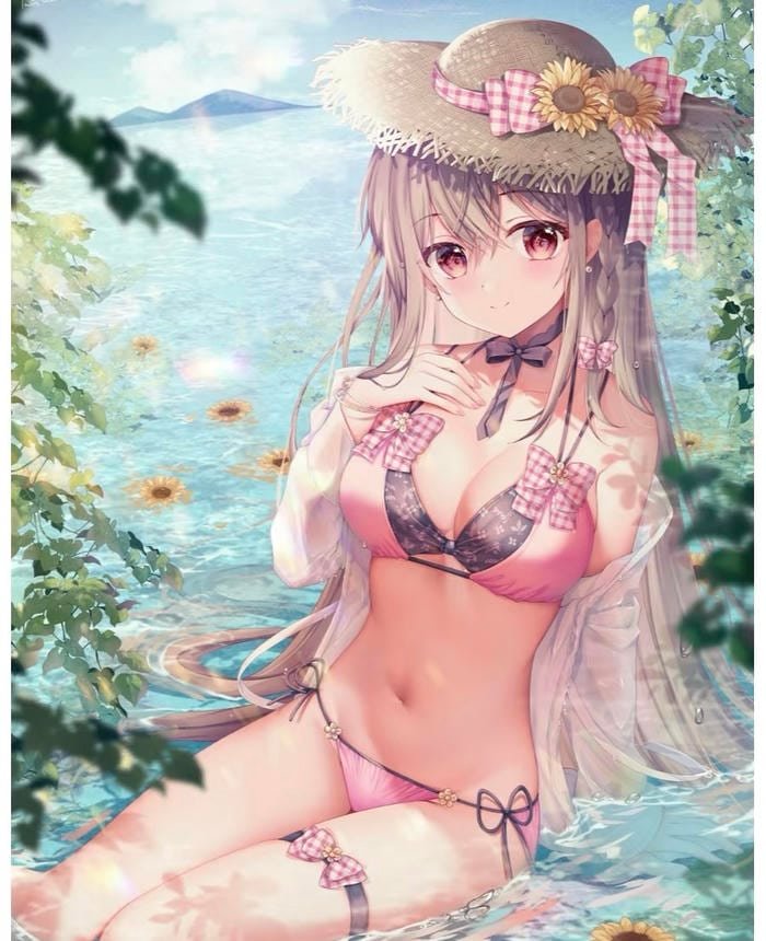 gái anime tắm biển bikini