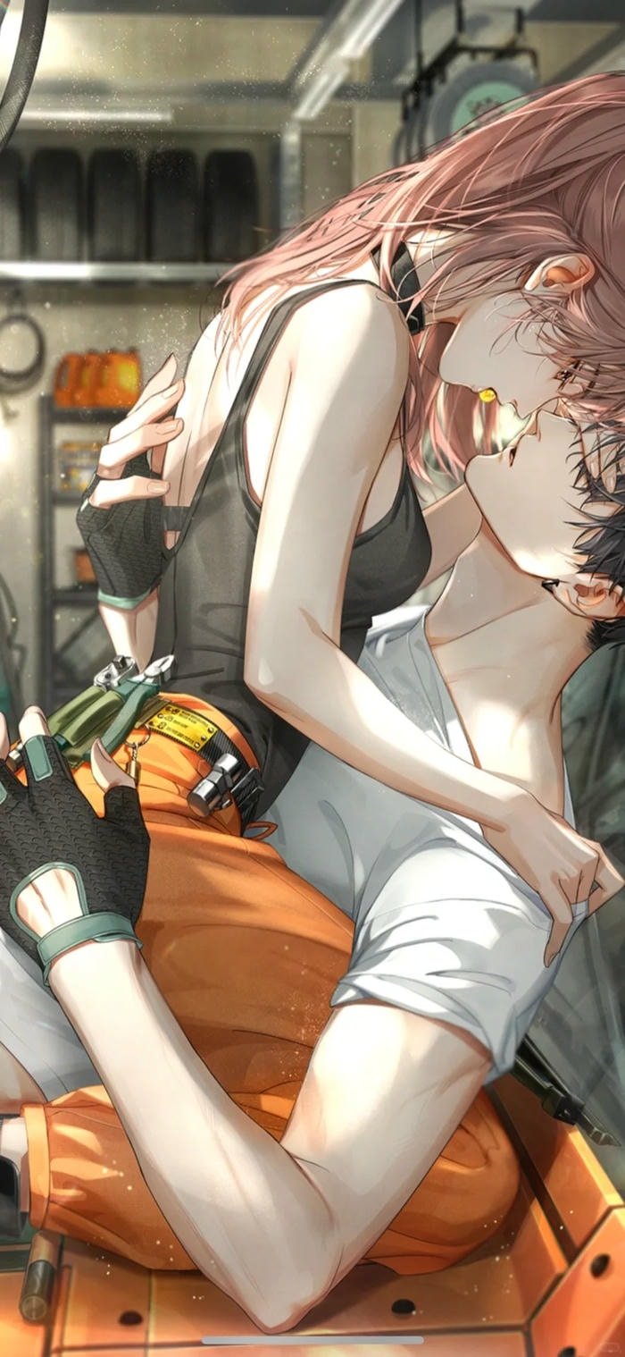 hình anime hôn má