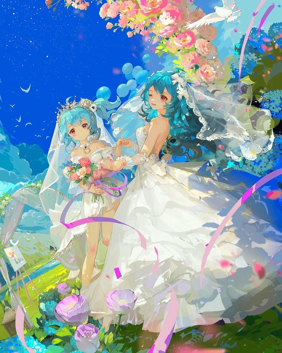 hình minh họa cưới anime cute