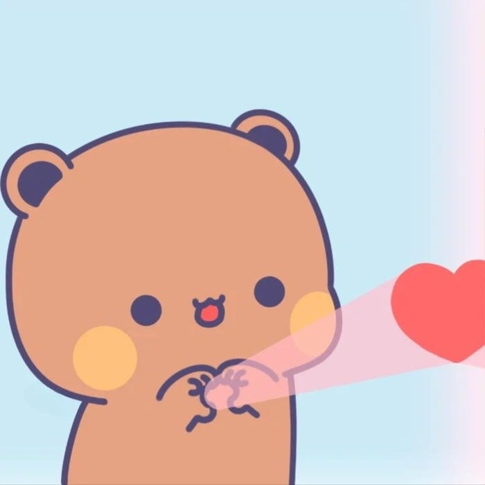 meme hoạt hình thả tim