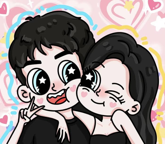 Ảnh nụ cười cặp đôi chibi