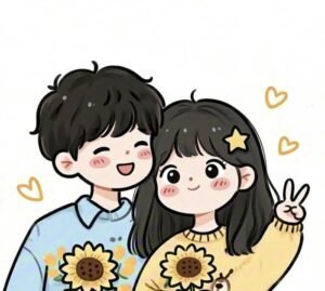 Áo đôi xinh ảnh cặp đôi chibi