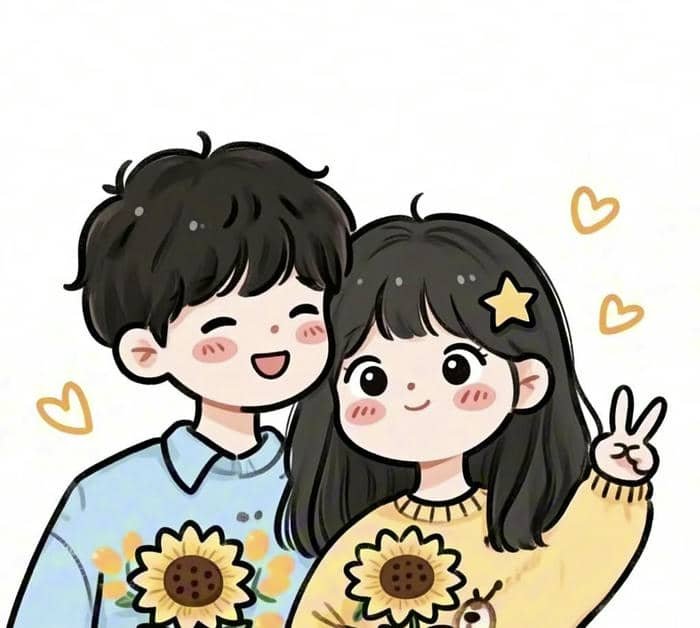 Áo đôi xinh ảnh cặp đôi chibi