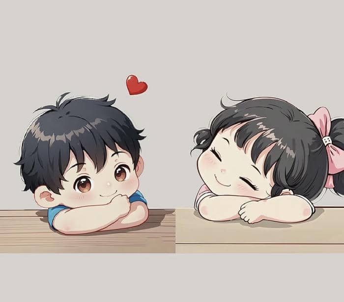 Chibi cặp đôi yêu nhau dễ thương