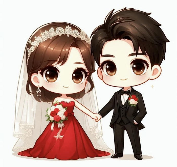 Hình ảnh cưới chibi dáng nhỏ xinh