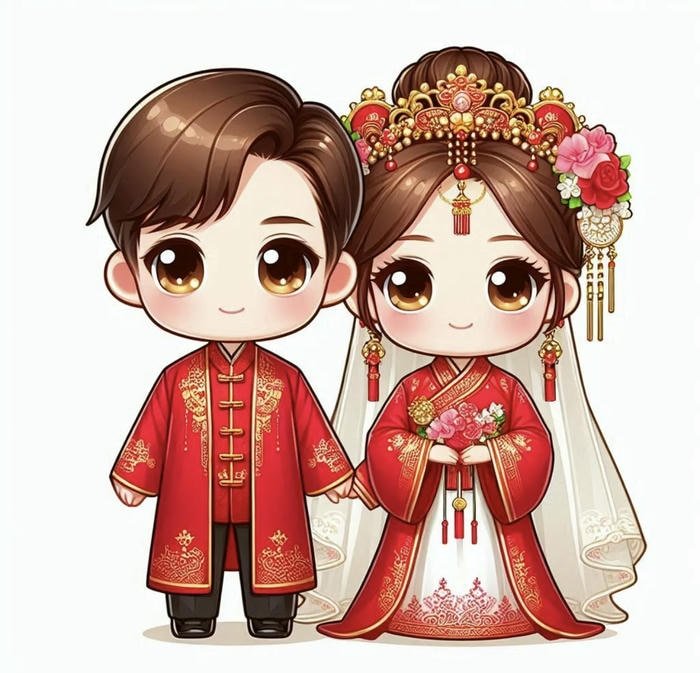 Hình ảnh cưới chibi dáng tròn mềm