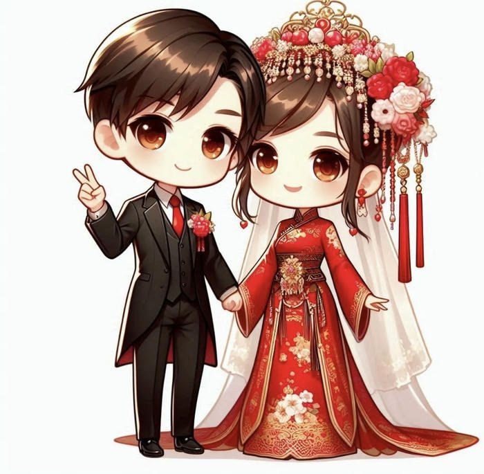 Hình ảnh cưới chibi thân hình thu gọn