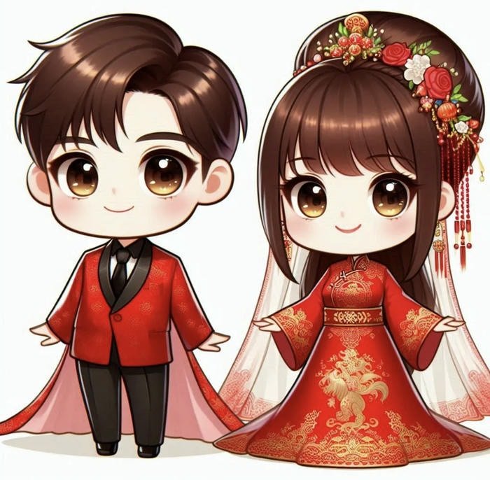 Hình ảnh cưới chibi tỷ lệ đầu to