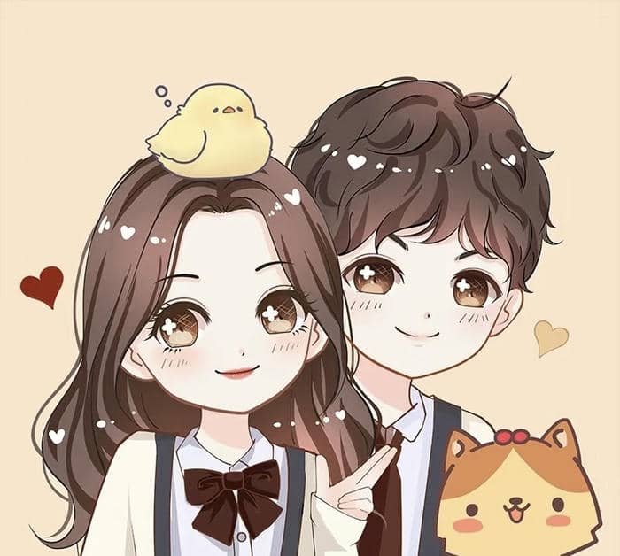 Hình chibi cặp đôi tình cảm đáng yêu