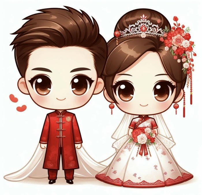 Hình chibi cưới dáng người thấp đáng yêu