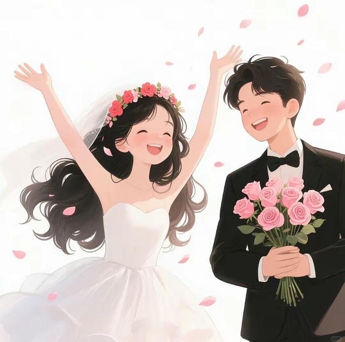 Hình chibi cưới hạnh phúc vui sướng