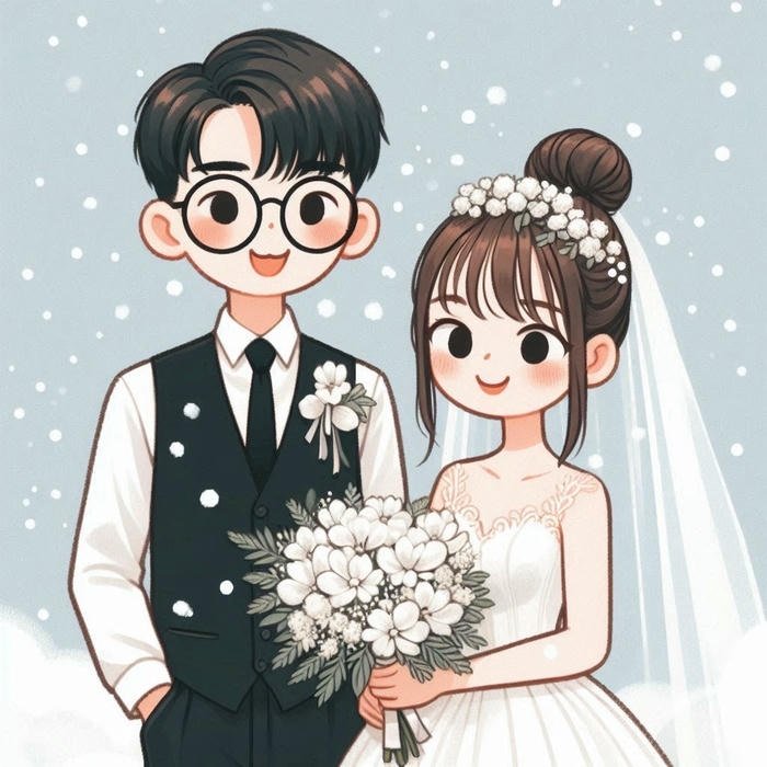 Hình chibi cưới khoảnh khắc ngọt ngào