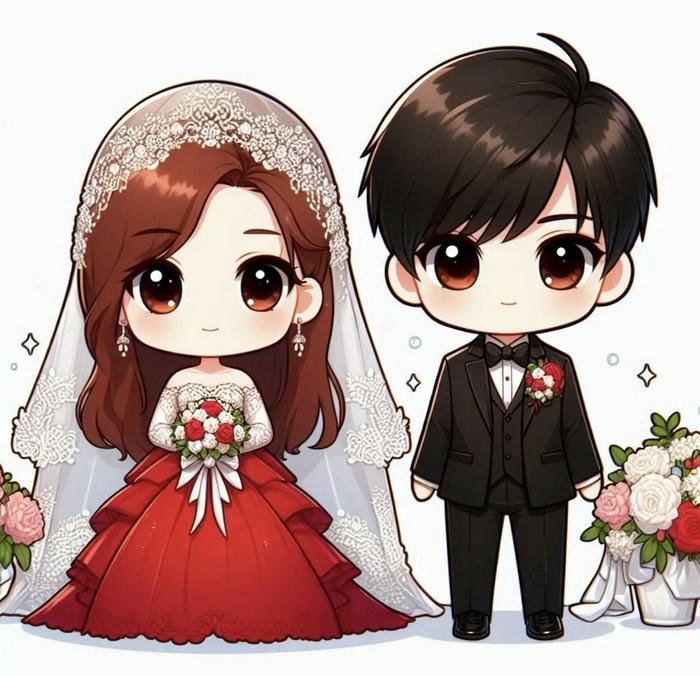 Hình chibi cưới thân ngắn chân ngắn