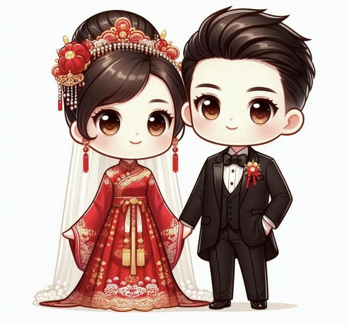 Hình cưới chibi thân hình ngắn gọn