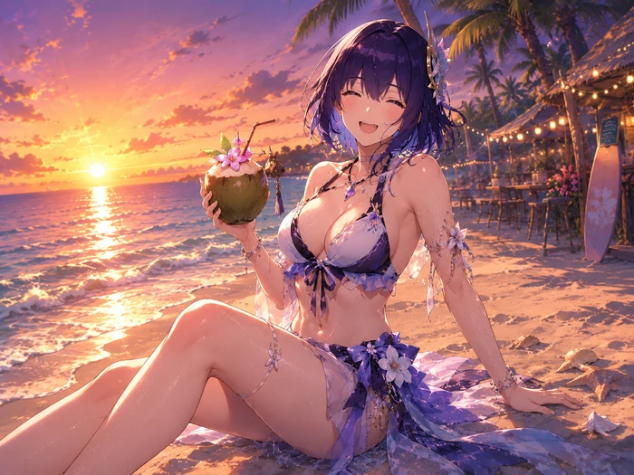 Nữ anime nude với mái tóc dài bay