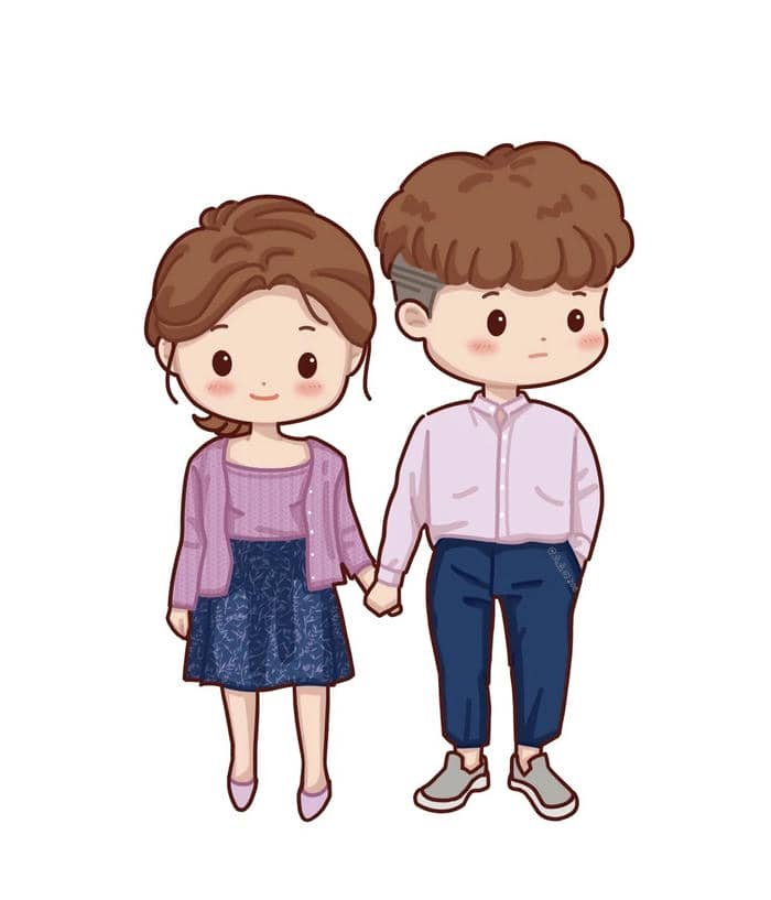 Phong cách vui vẻ ảnh cặp đôi chibi