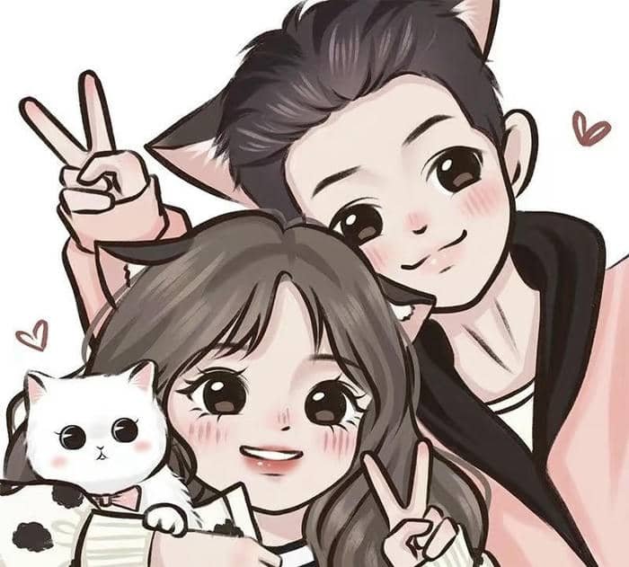 Tình yêu lãng mạn ảnh cặp đôi chibi