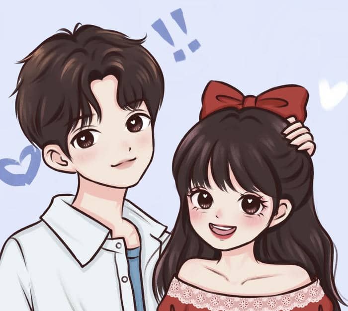 Xoa đầu cute ảnh cặp đôi chibi