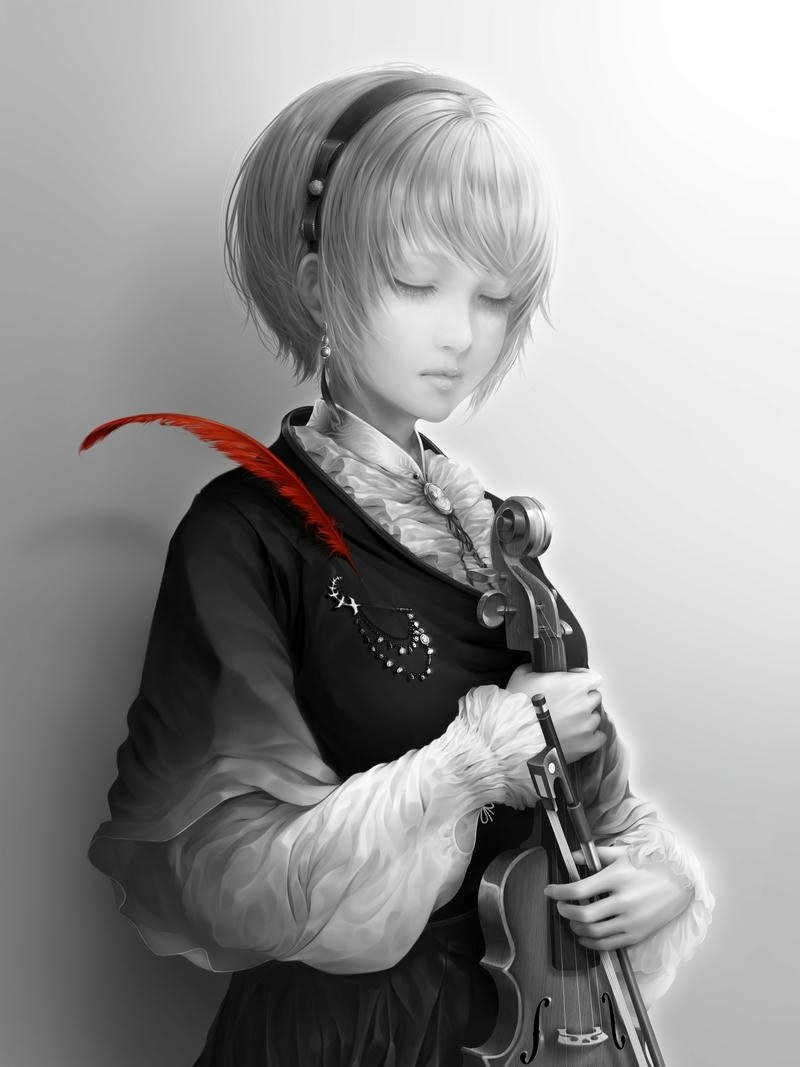 ảnh anime nữ trắng đen ảnh chill