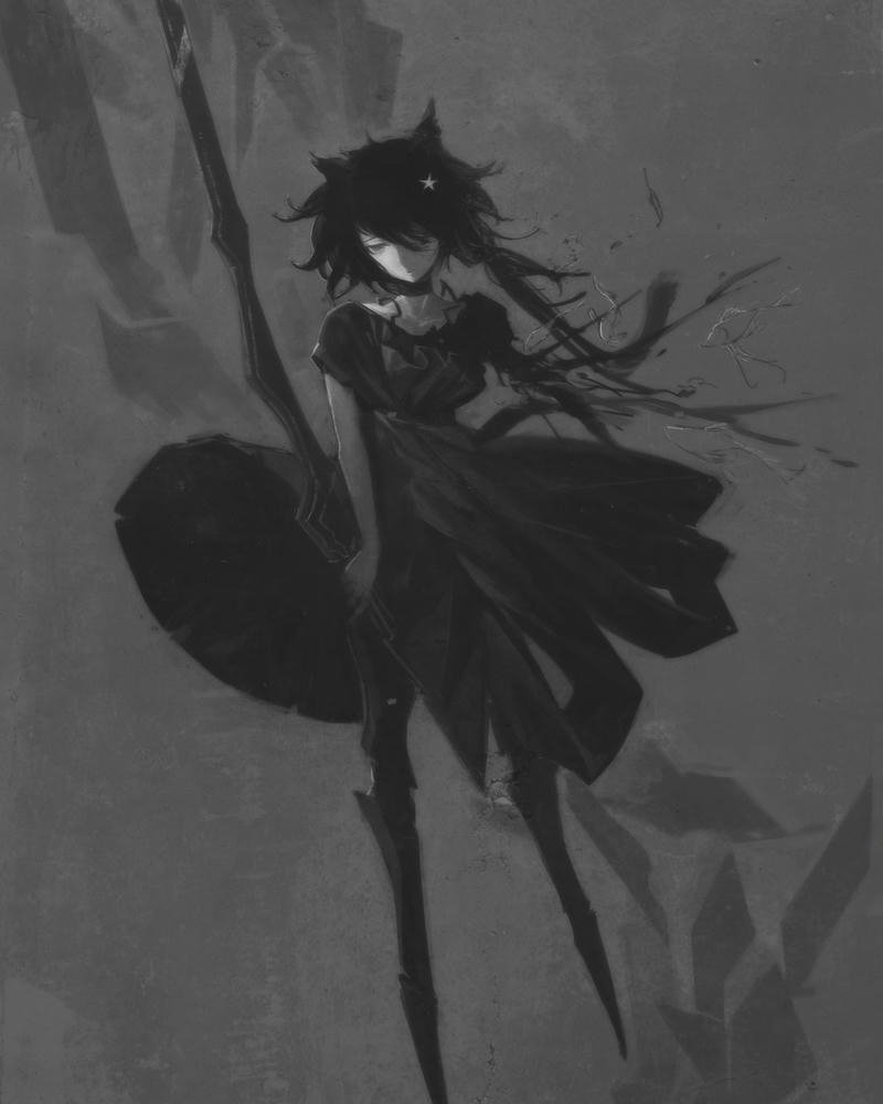 ảnh anime nữ trắng đen ảnh mờ