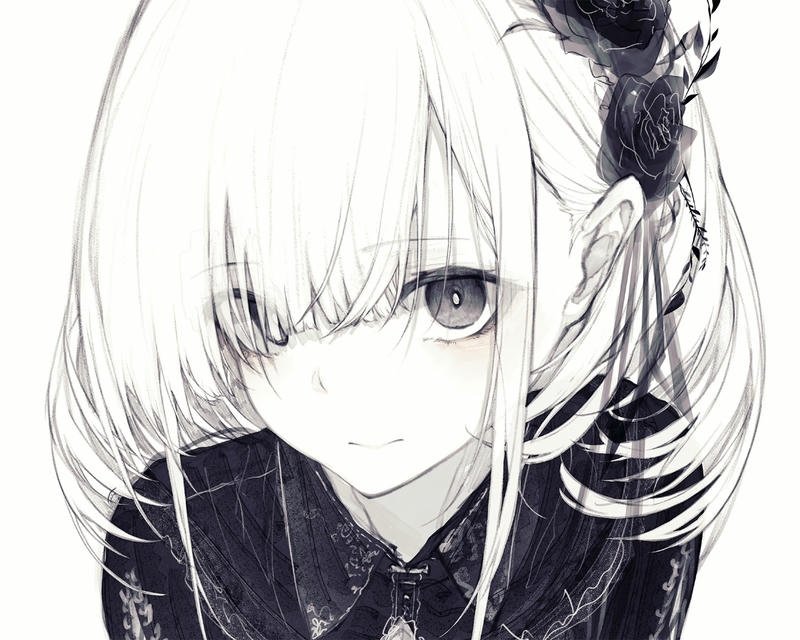 ảnh anime nữ trắng đen ảnh nhẹ